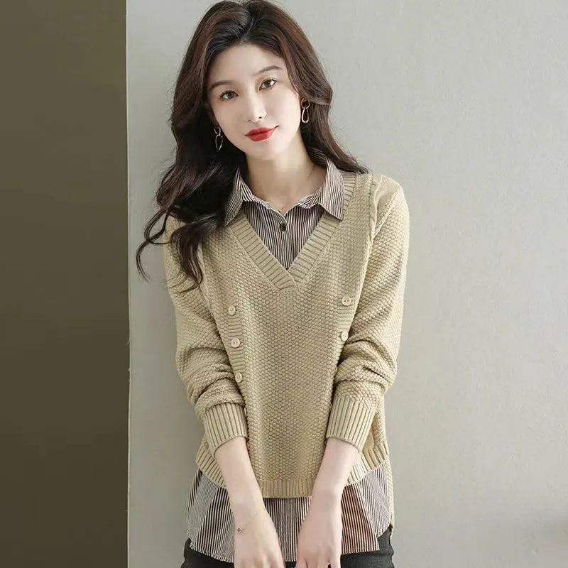 Damenoberteil Tahir: Zweiteiliger Strickpullover