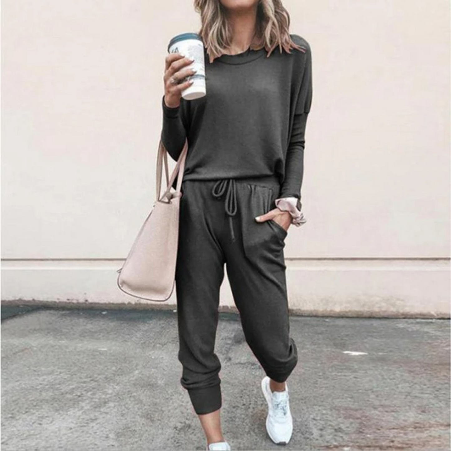 MODEGEIST Damen Jogging-Set Lounge Verstellbare Taille Weicher Stoff
