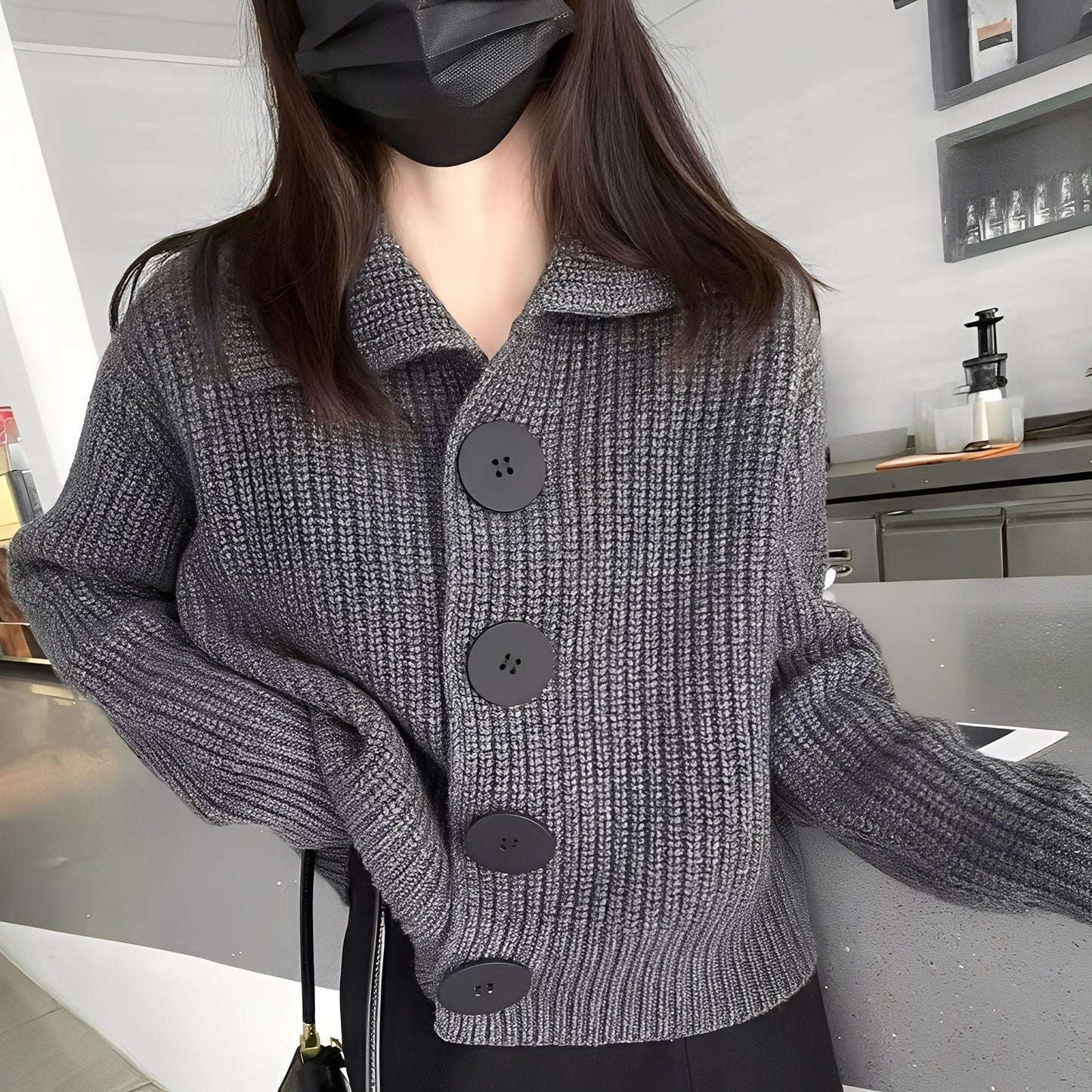 ModeGeist | modischer Cardigan mit großen Knöpfen für Frauen