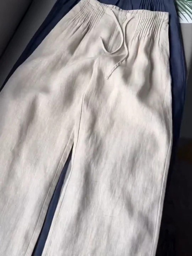 MODEGEIST Damen Wide-Leg Hose Elastikbund Leicht Fließend Entspannt