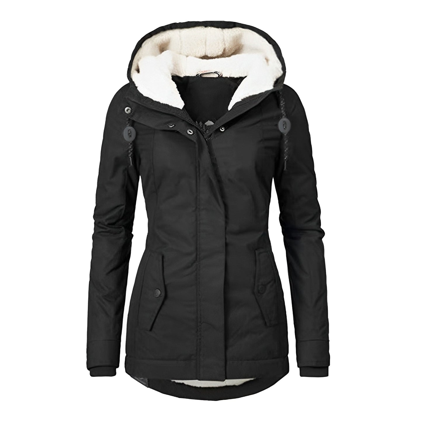 ModeGeist | Warmer Plissierte Jacke mit Kapuze für Frauen