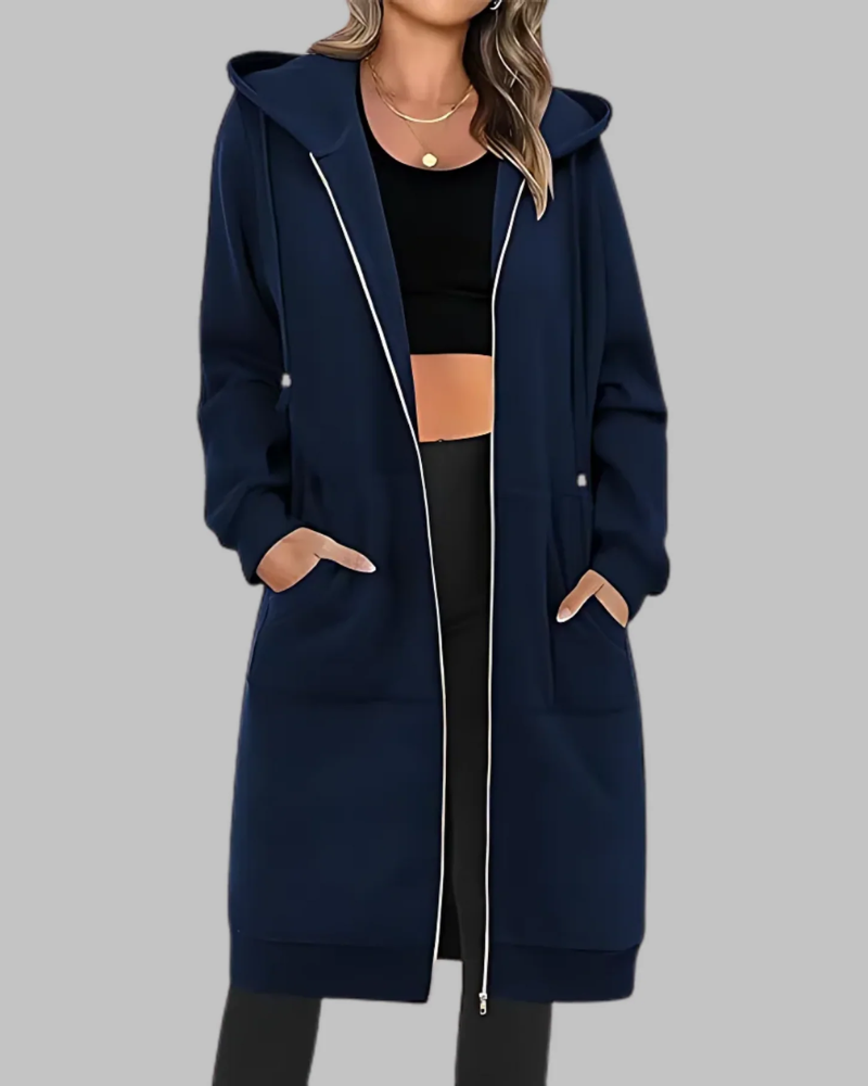 ModeGeist | Lässige Zip-Up Übergroße Lange Jacke