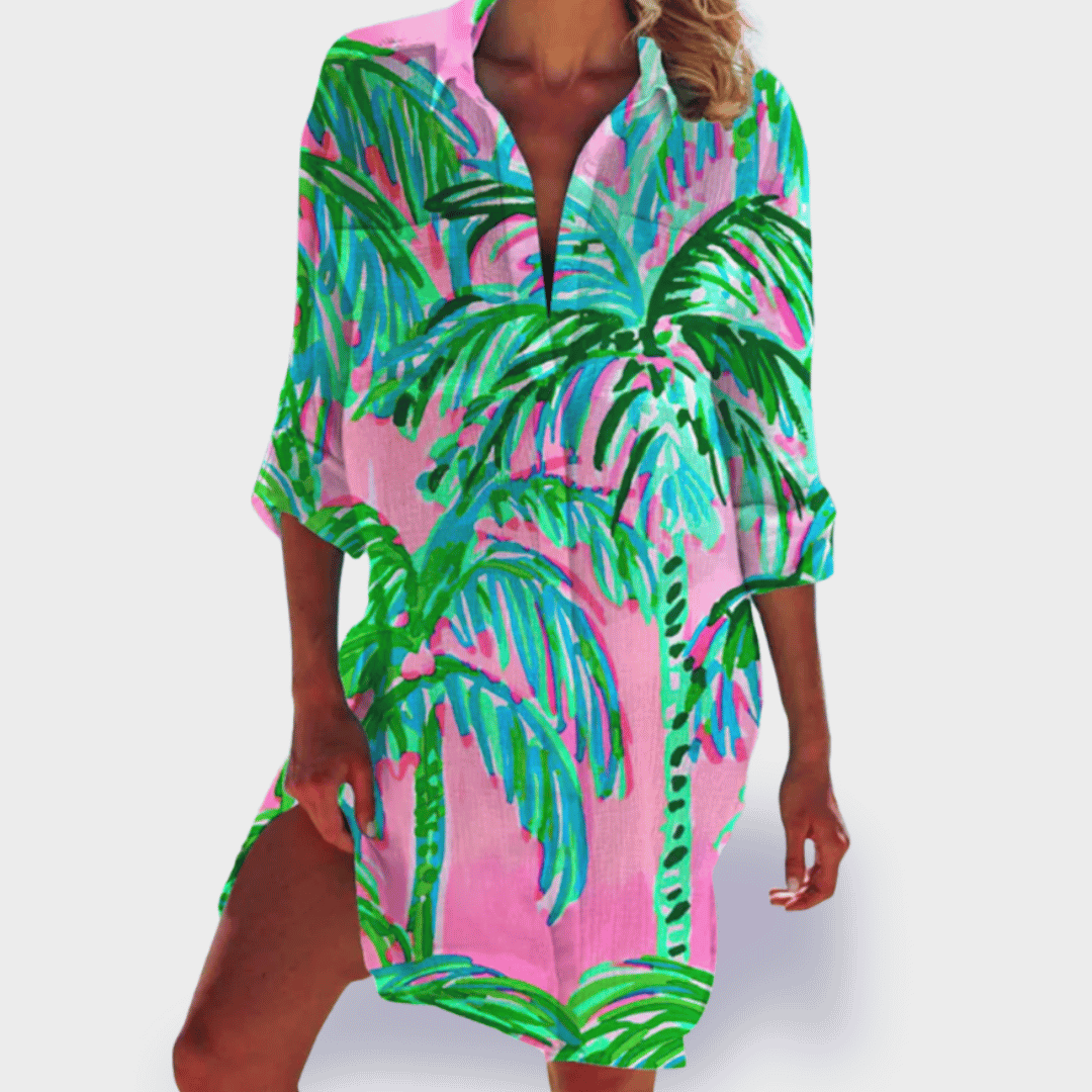 MODEGEIST Damen Fließendes Kleid Lebendiges Design Leichter Stoff