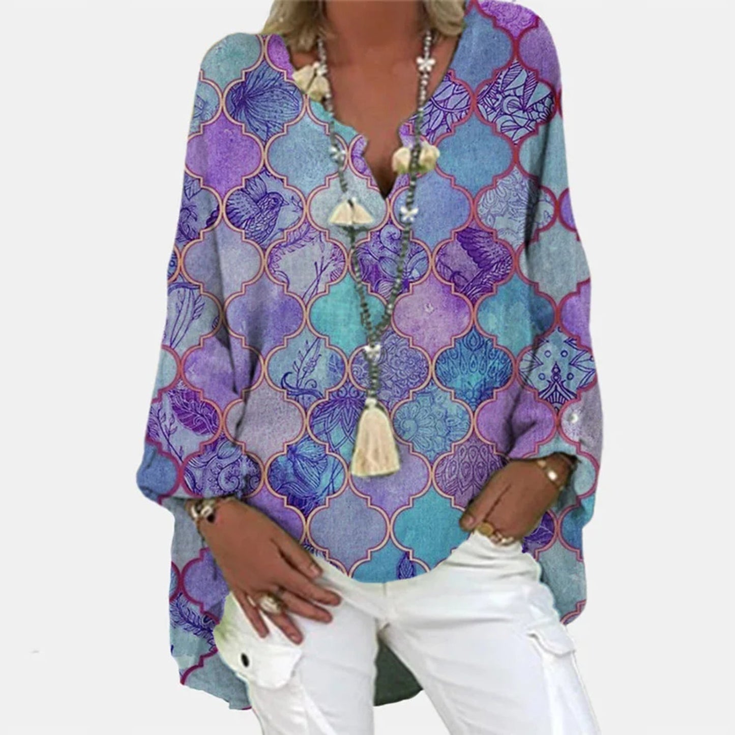 Rosa Bluse von Fudus mit elegantem Rundhalsausschnitt