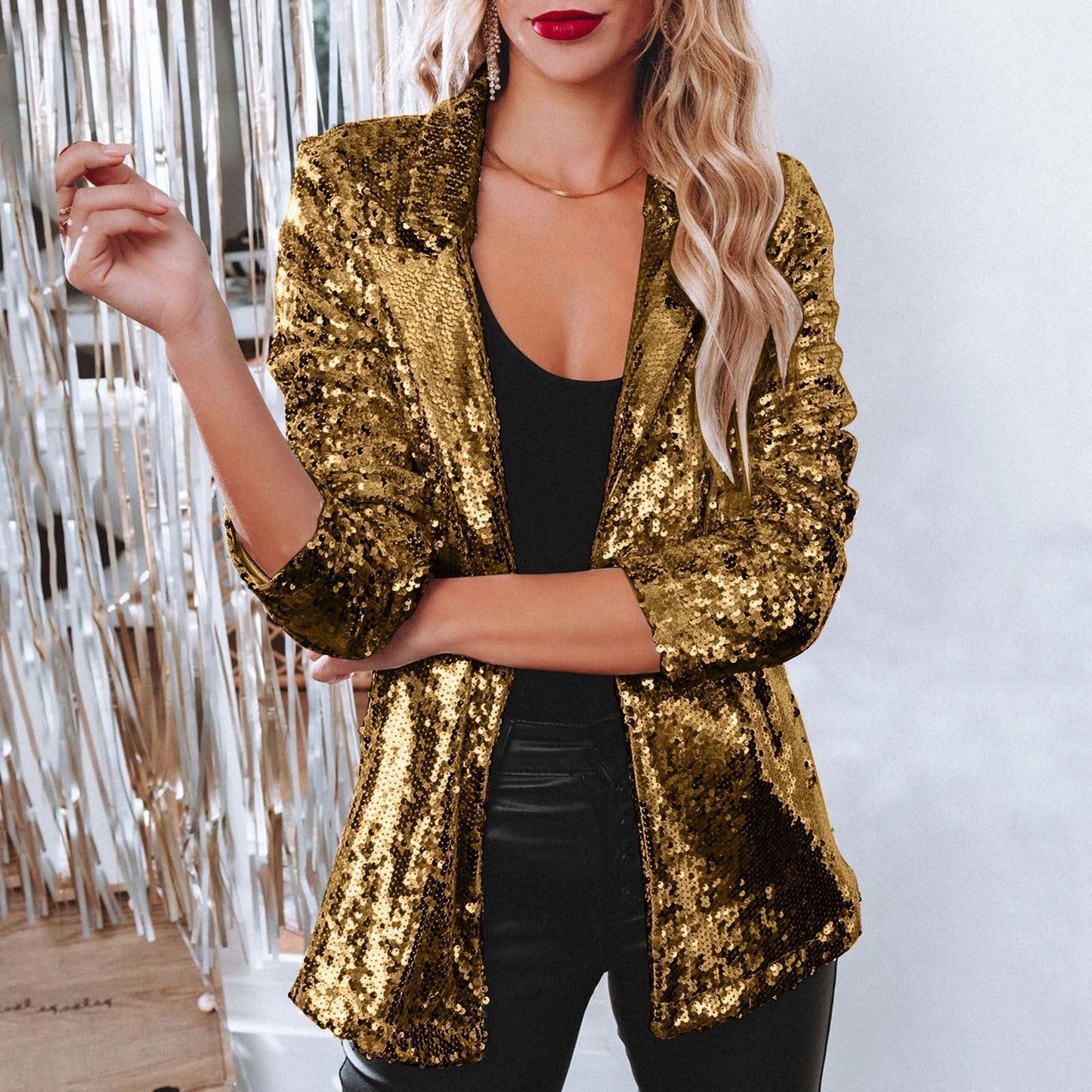 ModeGeist | Glänzender Pailletten-Blazer für Frauen