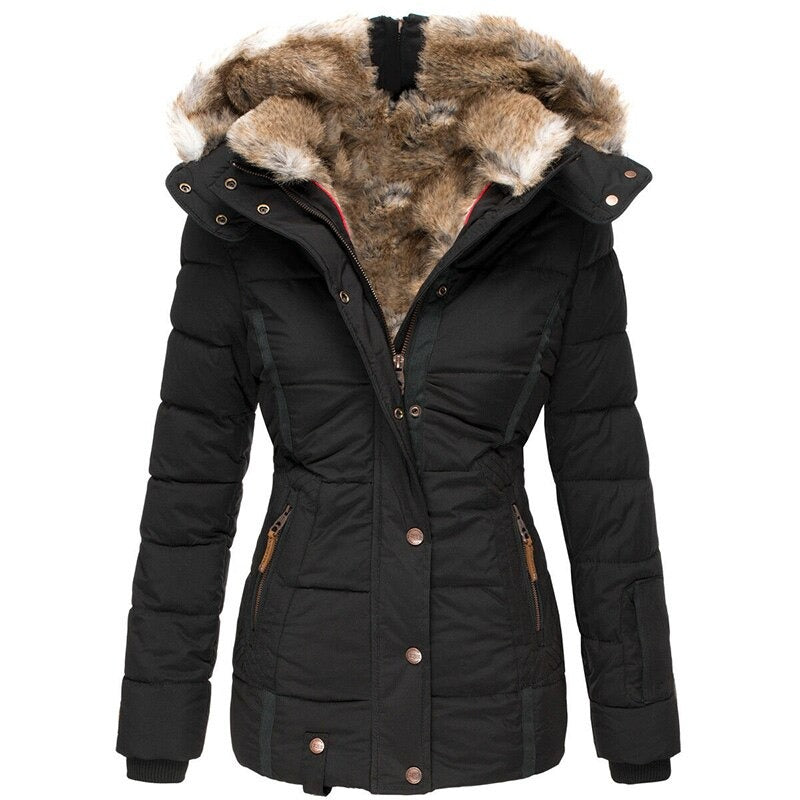 ModeGeist | Modischer Wintermantel mit Fellfutter für Damen