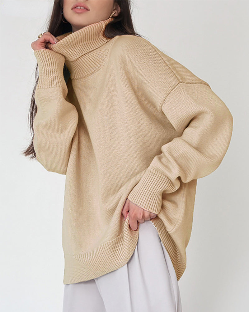 ModeGeist | Eleganter Oversized Damen Rollkragenpullover Aus Baumwolle