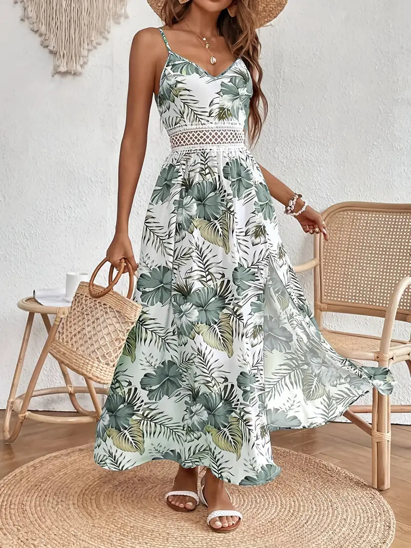 MODEGEIST Damen Midi-Kleid Blumenmuster A-Linie Kurze Ärmel