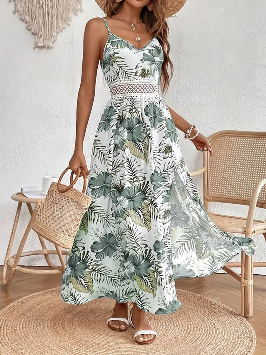 MODEGEIST Damen Midi-Kleid Blumenmuster A-Linie Kurze Ärmel