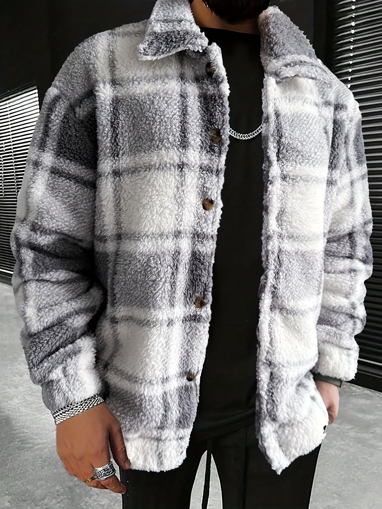 ModeGeist | Flanelljacke mit Karomuster und Knopfverschluss Polyesterfleece Warm und Modern