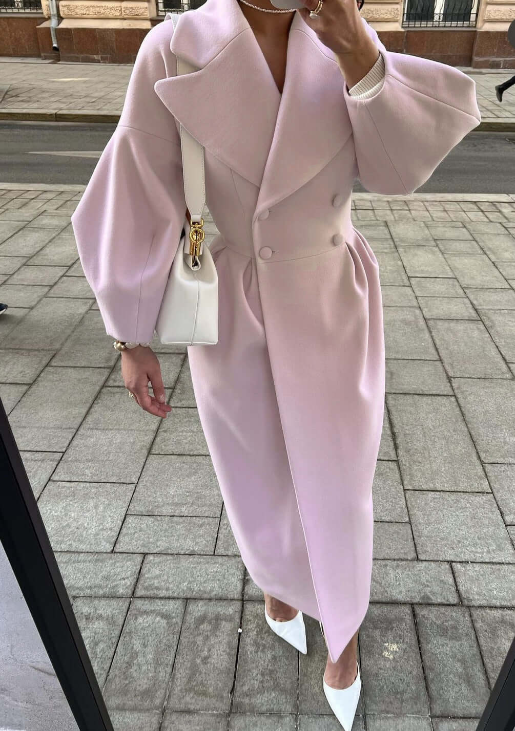 ModeGeist | Damen Stilvoll Laternenärmel Lange Mantel