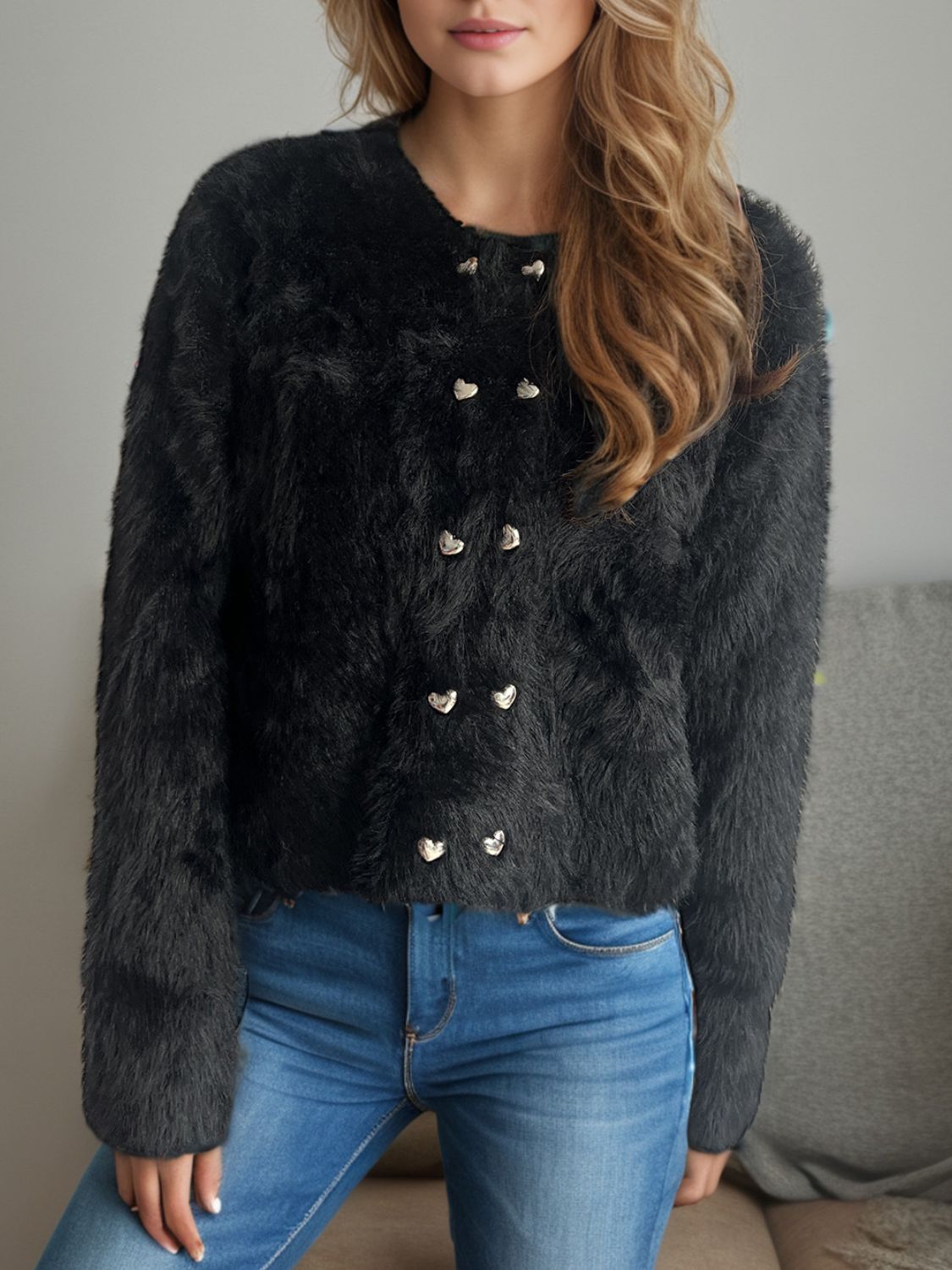 ModeGeist | Pelzstrick-cardigan Weicher Faux Fur Elegantes Design