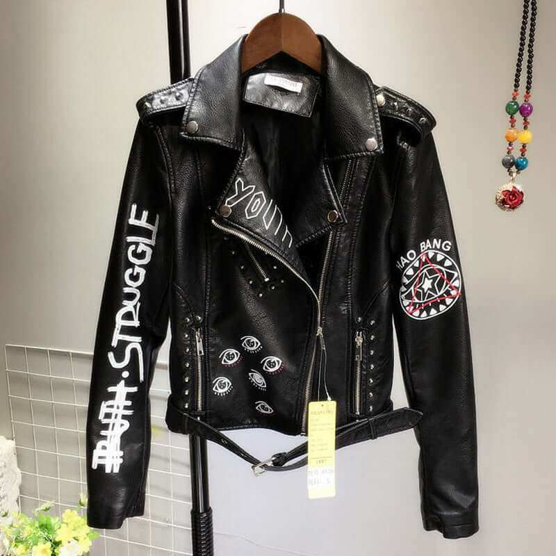 ModeGeist | Damen PU-Jacke mit Nieten-Detail