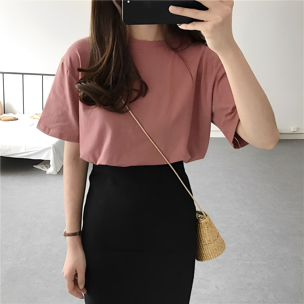 Alva Shirt – Einfarbiges V-Neck Lockeres Shirt