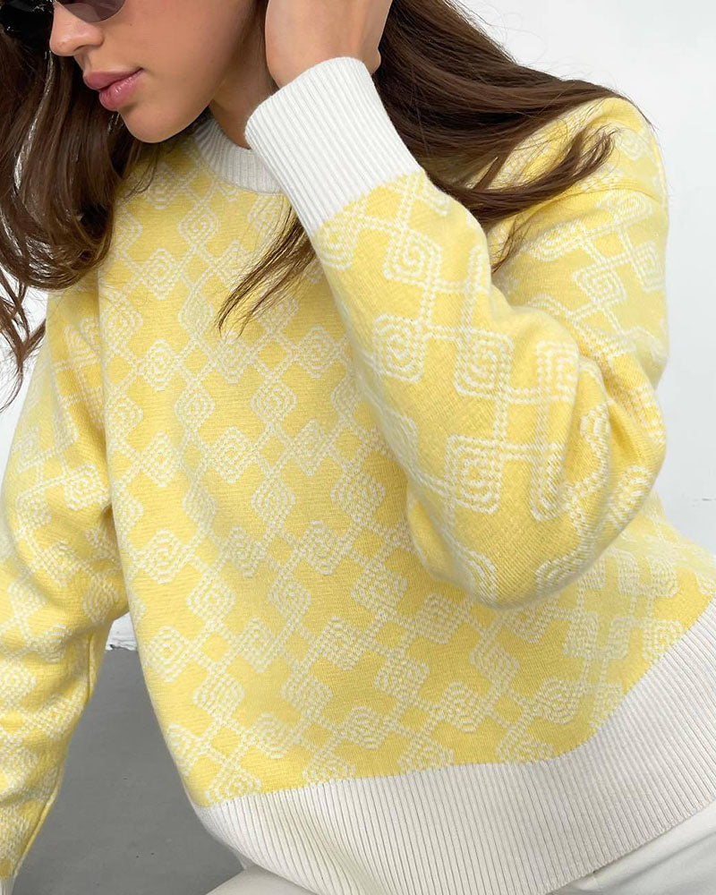 ModeGeist | Muster Strickpullover Weich und Trendy Statement-look