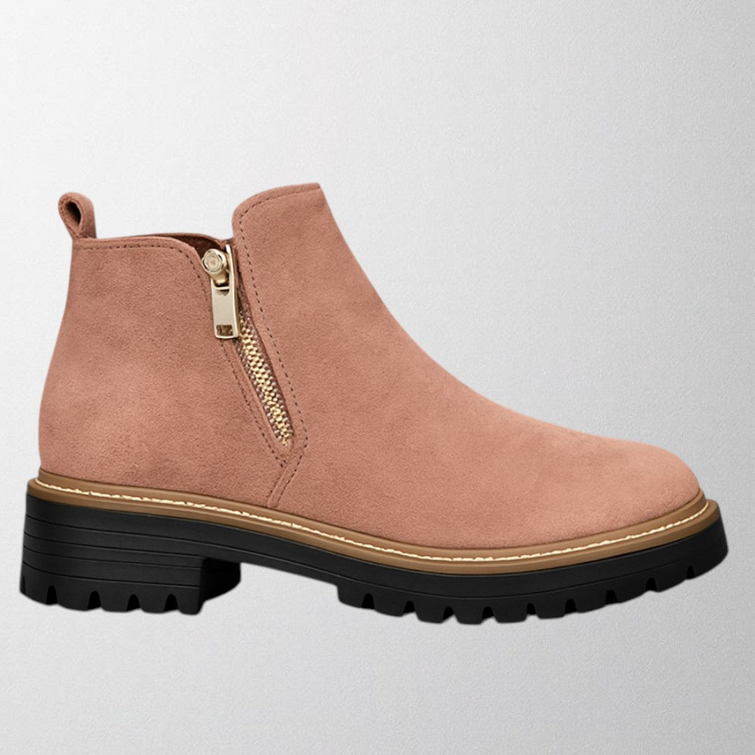 MODEGEIST Damen Schuhe Runde Spitze Seitlicher Reißverschluss