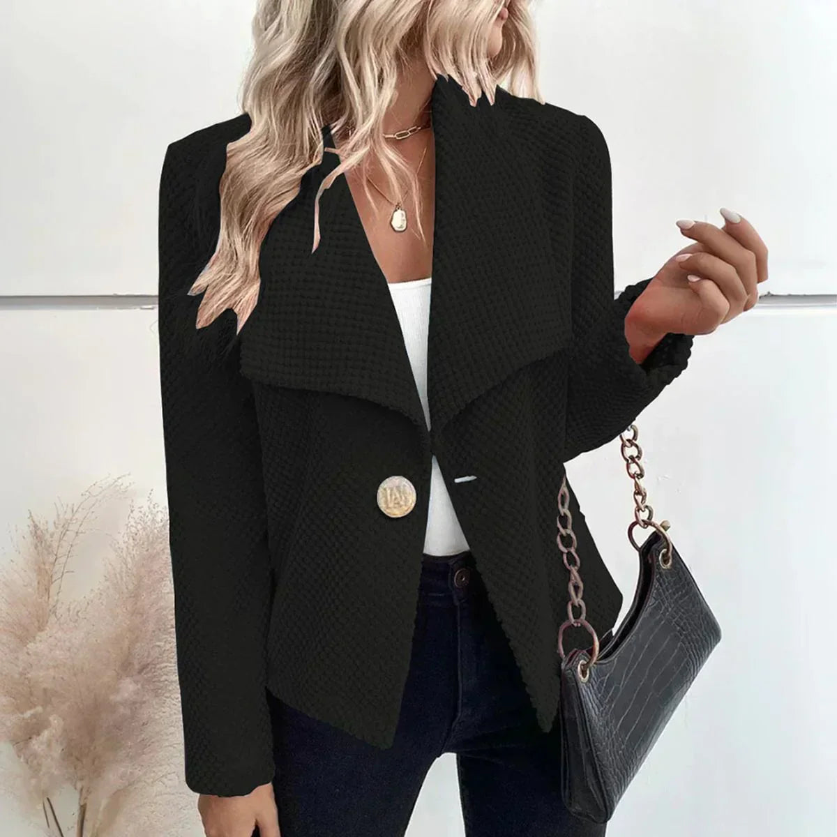 ModeGeist | Blazer mit Struktur Große Kragen Elegant und Modern