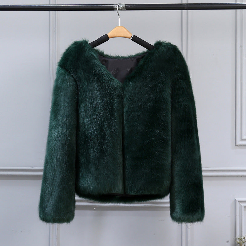 Damen Elegante Kunstfelljacke mit V-Ausschnitt und weichem Innenfutter ModeGeist