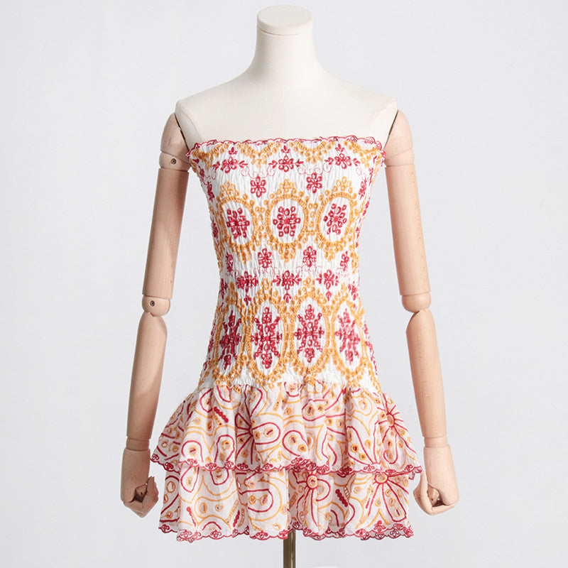 A-Linien Faltenkleid mit Rosenprint