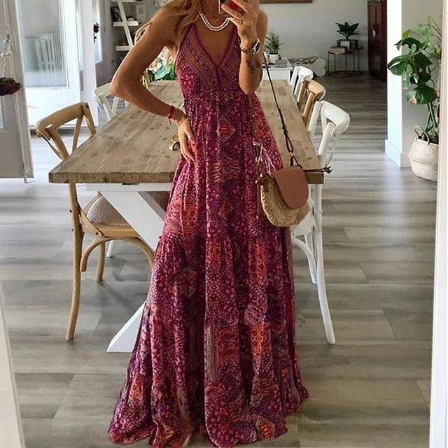 Maxikleid Lena mit Boho-Print und Schlupfdesign