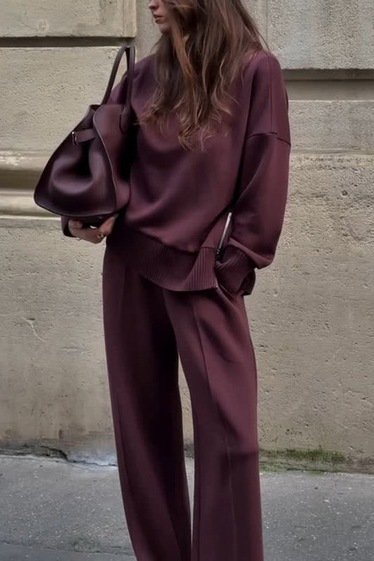 MODEGEIST Damen Strick Co-ord Set Kurze Ärmel Relaxed Fit Zweiteilig
