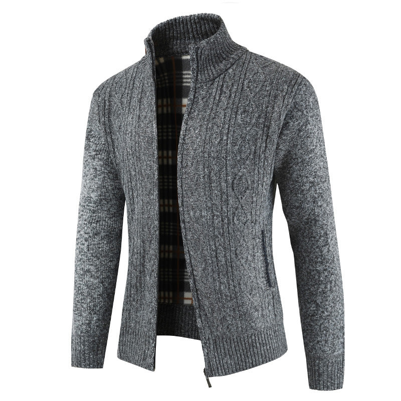 Herren Strickjacke mit Reißverschluss und Stehkragen ModeGeist
