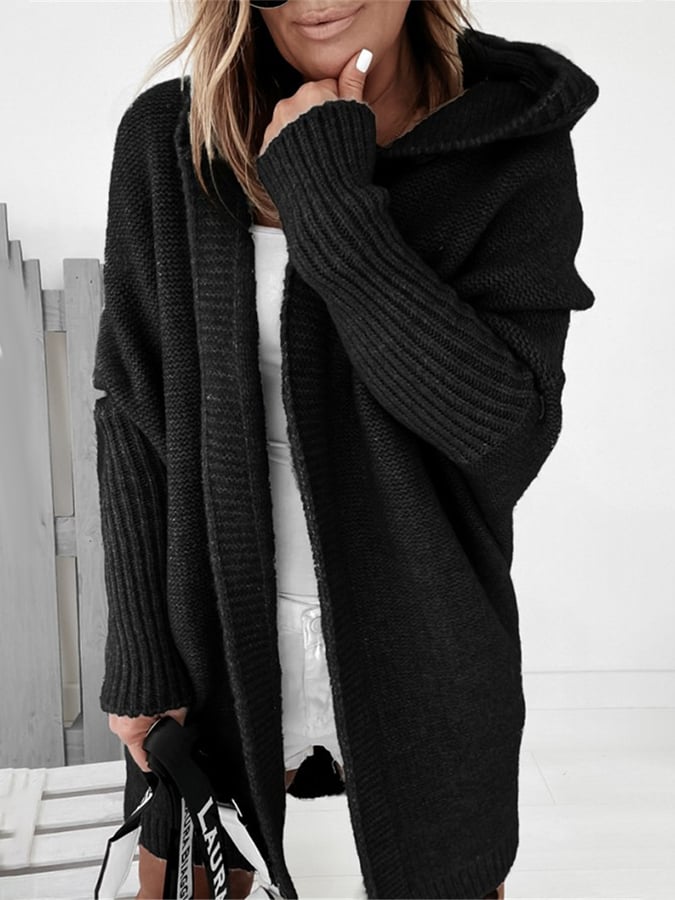 Damenmantel mit Kapuze von Oliv, Pullover-Style