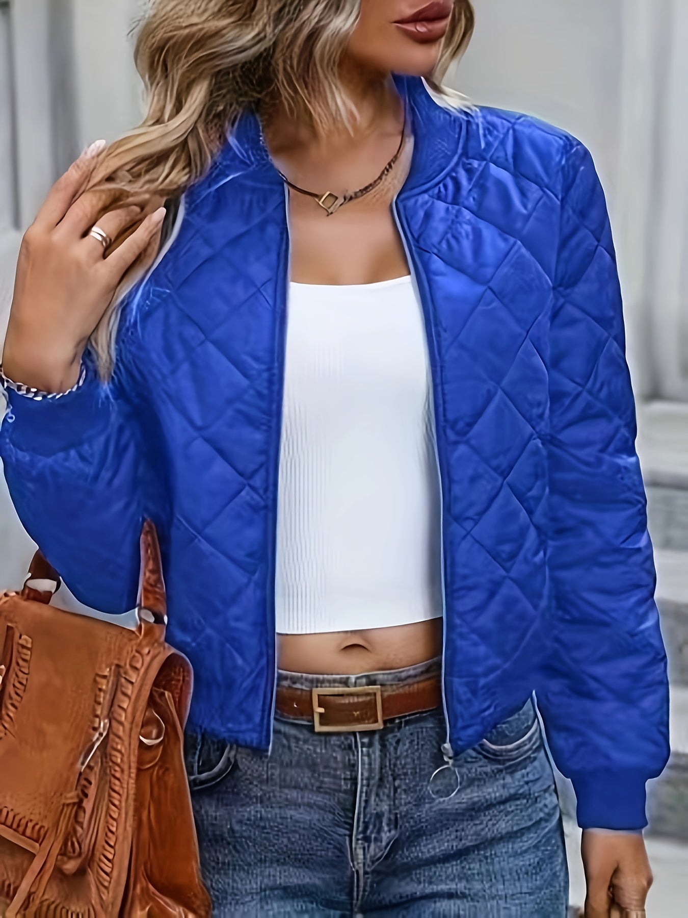 Damen-Bomberjacke im eleganten Argyle-Muster