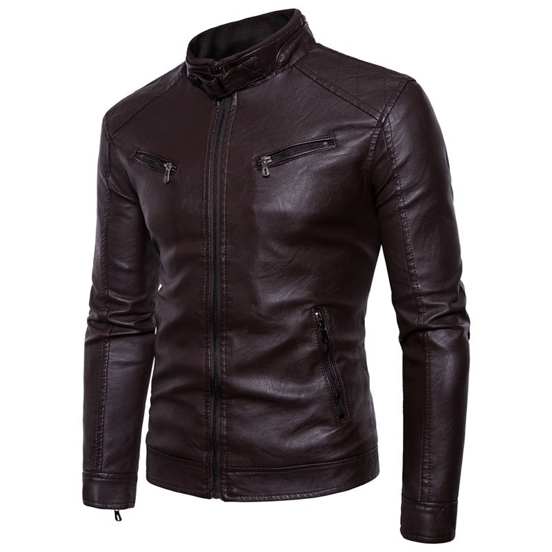 Herren Kunstleder Bikerjacke mit gesteppter Rückenpartie ModeGeist