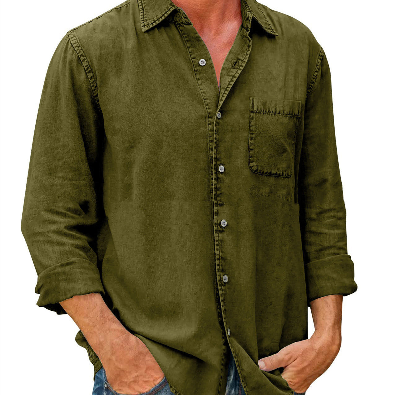 Herren Langarmhemd Bronislaw: Casual, unifarben