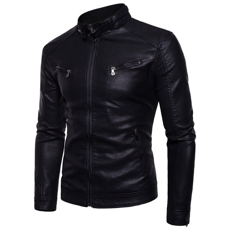 Herren Kunstleder Bikerjacke mit gesteppter Rückenpartie ModeGeist