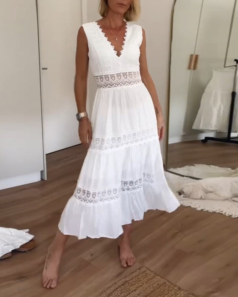 MODEGEIST Damen Boho-Wickelkleid Fließend Drapiert