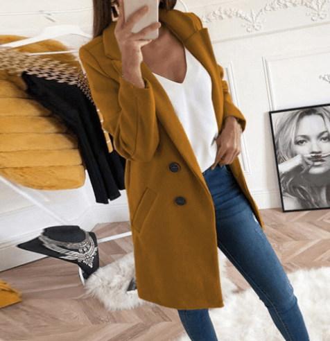 ModeGeist | Damen Doppelreihiger Wollmantel