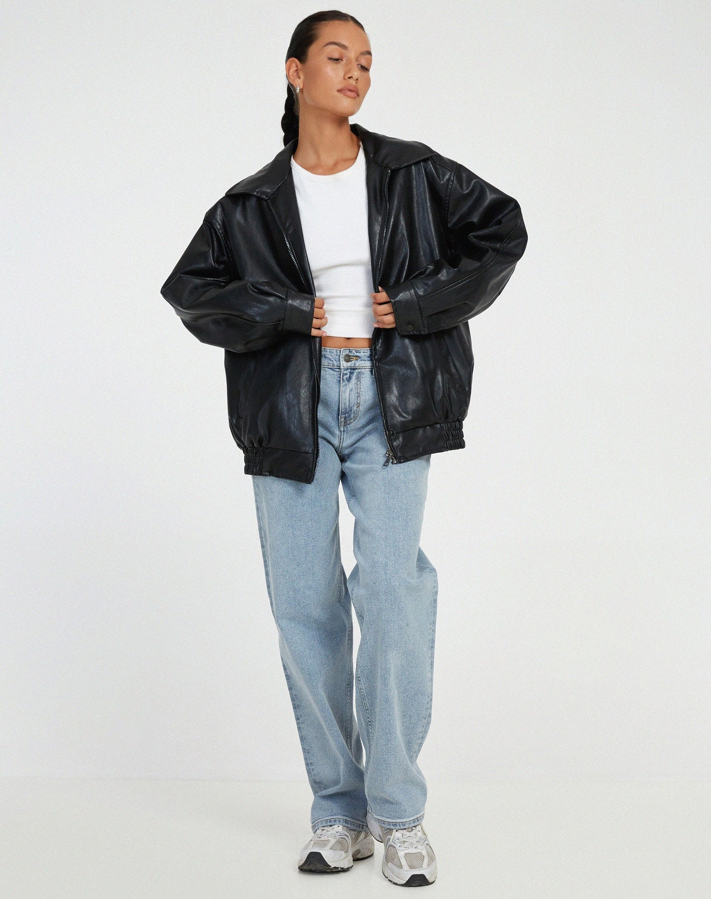 ModeGeist | Übergröße PU-Lederjacke Damen Modischer Look, Hochwertiges Kunstleder
