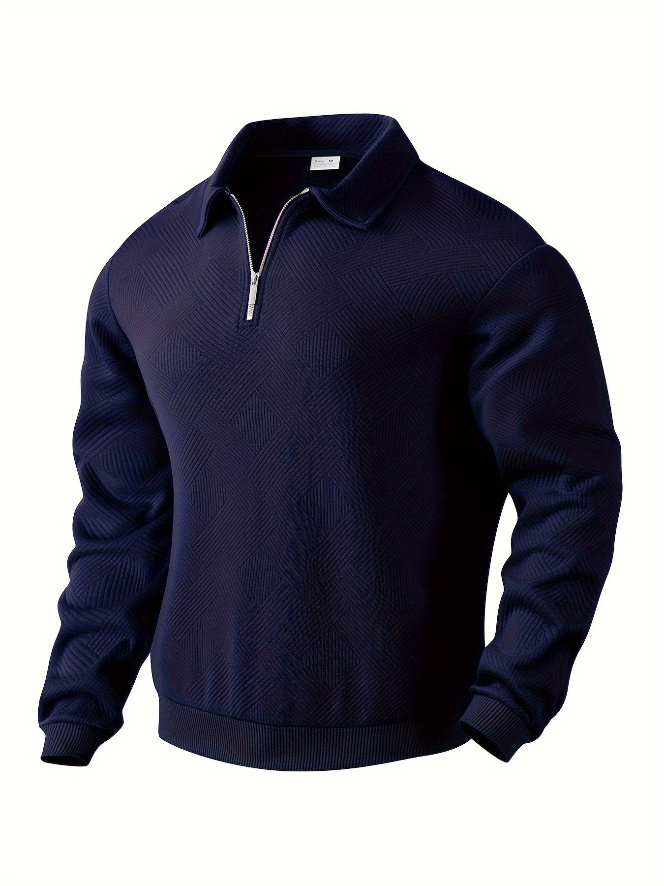 Wollmix-Pullover Pierre™: Geometrischer Strick mit Reißverschluss