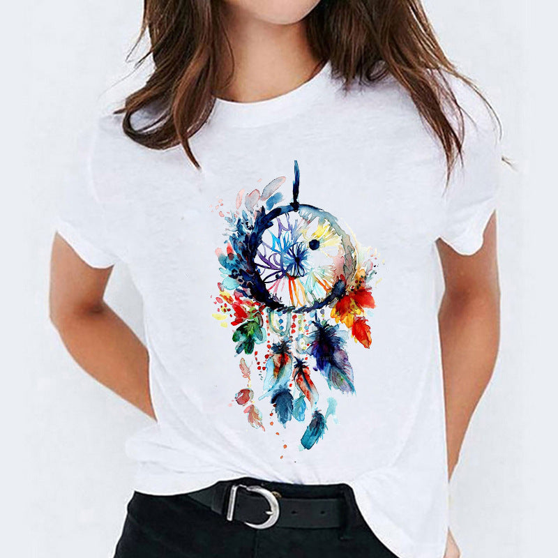 Süßes Cartoon-Shirt mit kurzen Ärmeln von Fudus