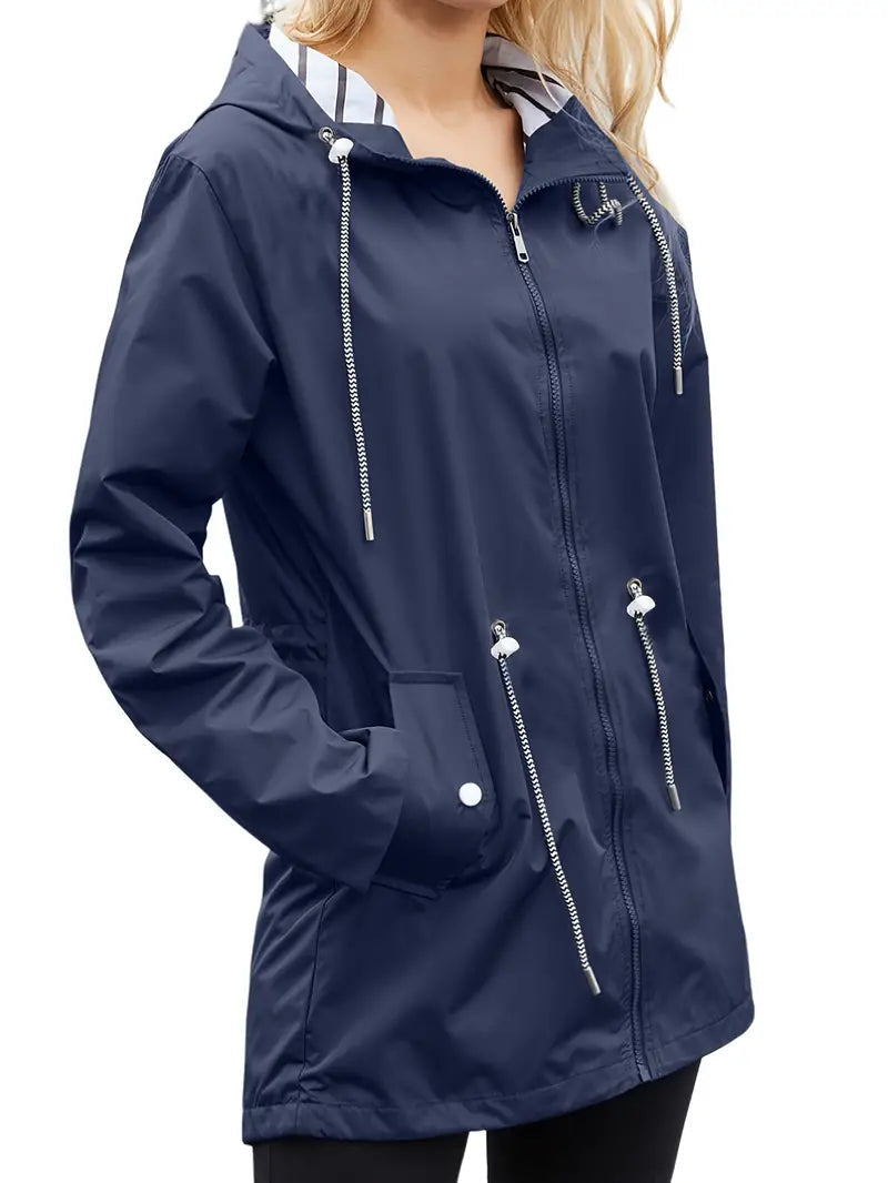 ModeGeist | Lässiger Wasserdichter Hoodie mit Langen Ärmeln, Knie-Lang für Frauen Perfekt für Herbst und Winter