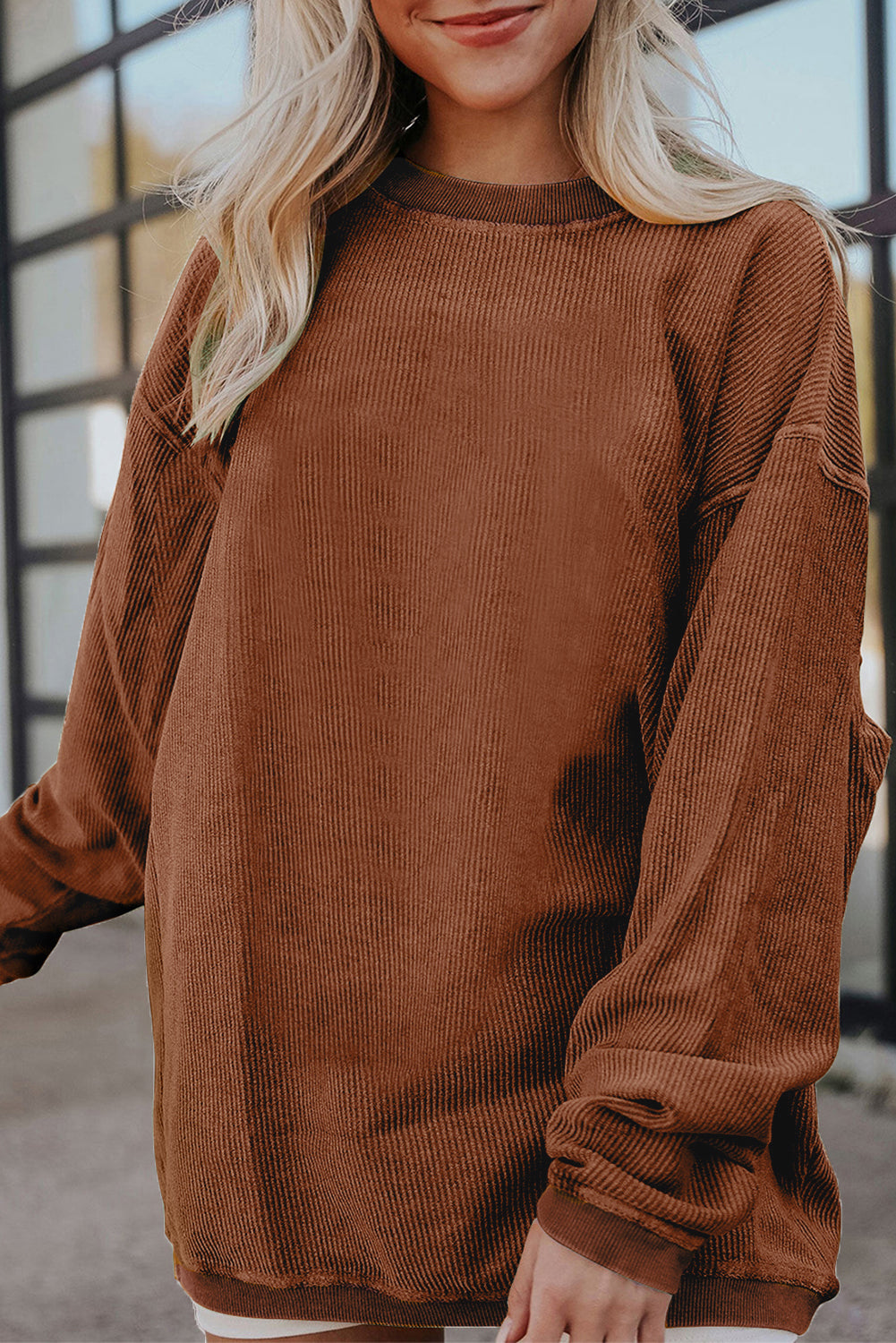 Damen Oversize-Sweatshirt aus geripptem Cord