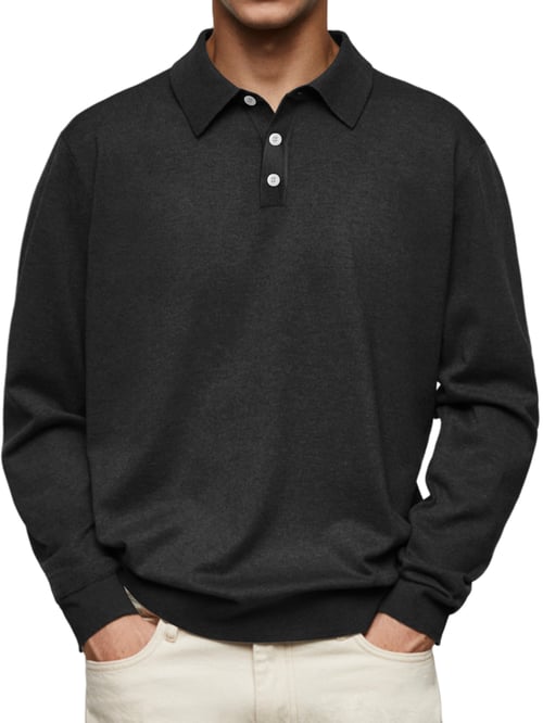 Dalvin – Casual und komfortables Langarm-Polohemd mit Revers