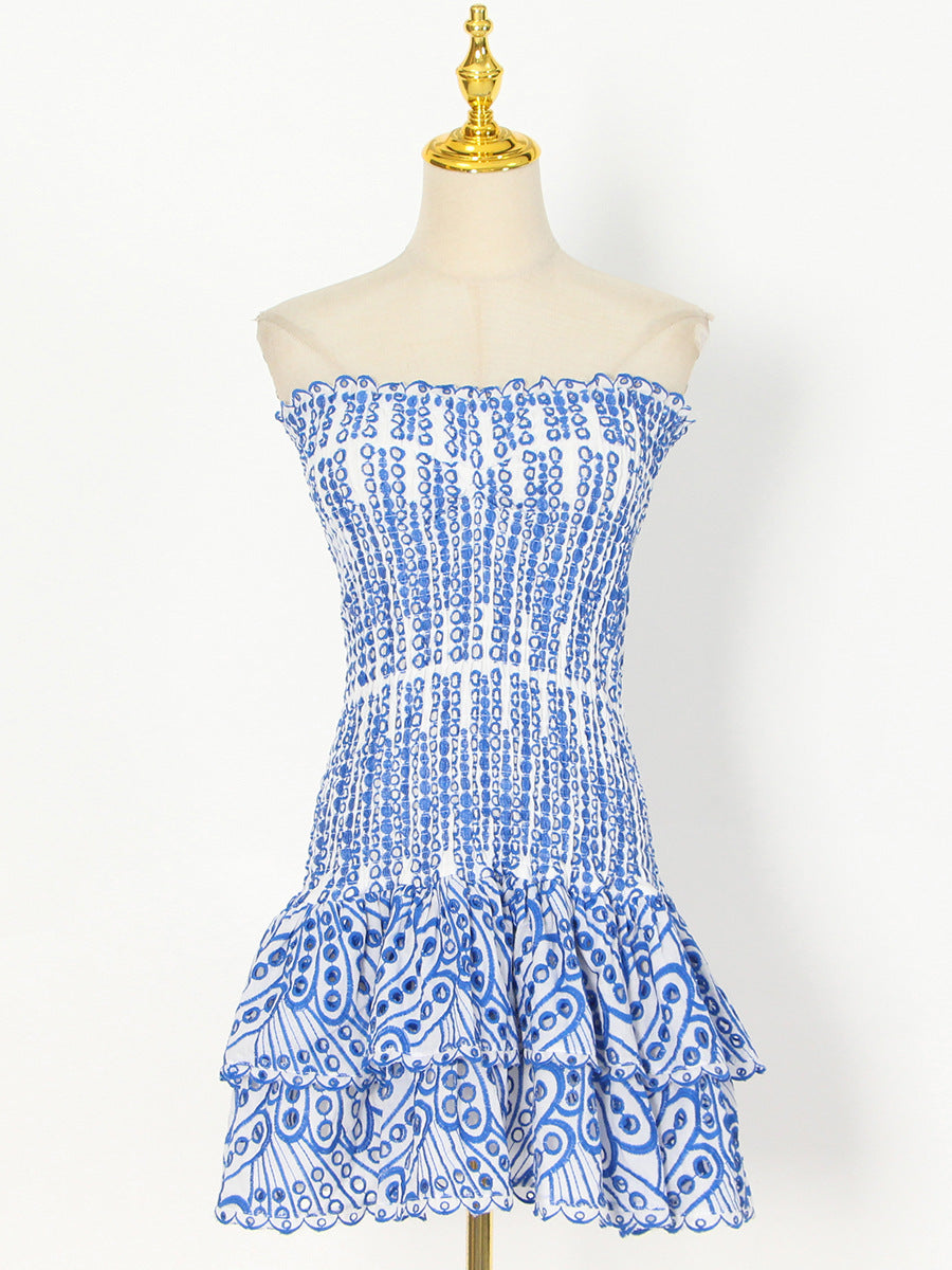 A-Linien Faltenkleid mit Rosenprint