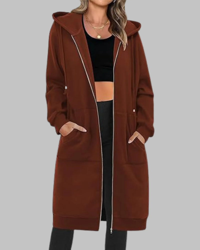 ModeGeist | Lässige Zip-Up Übergroße Lange Jacke