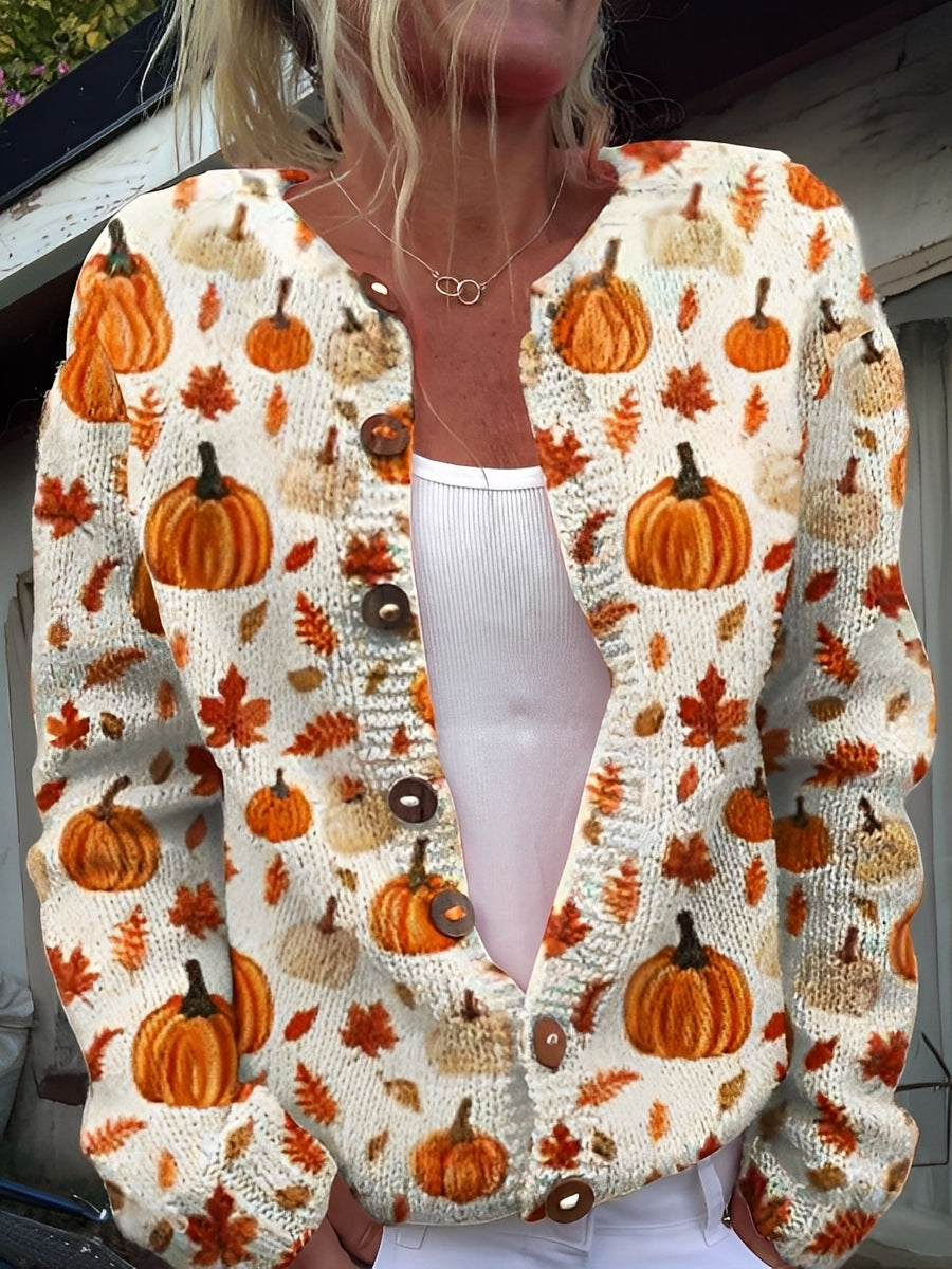 ModeGeist | Stilvolle Strickjacke mit Blumenmuster für Frauen