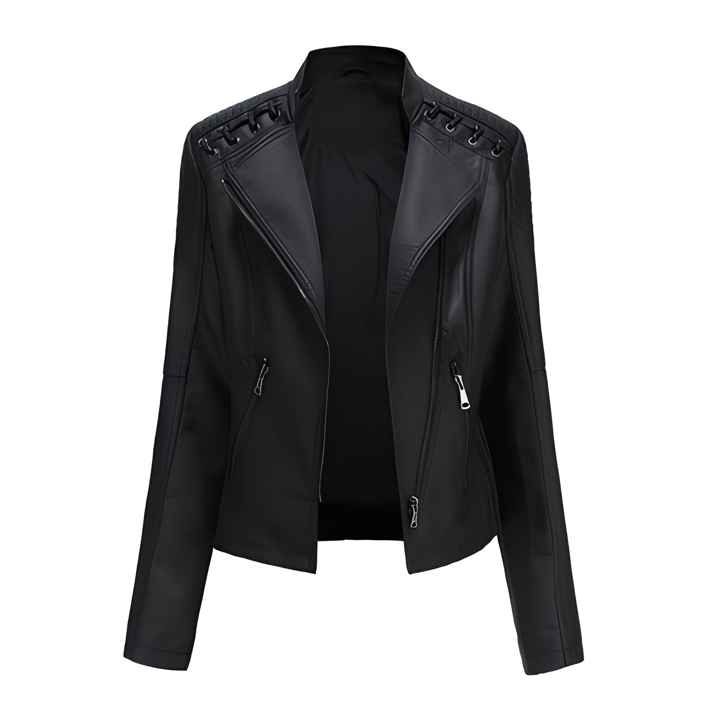 ModeGeist | Stilvolle, slim kurze Lederjacke für Damen