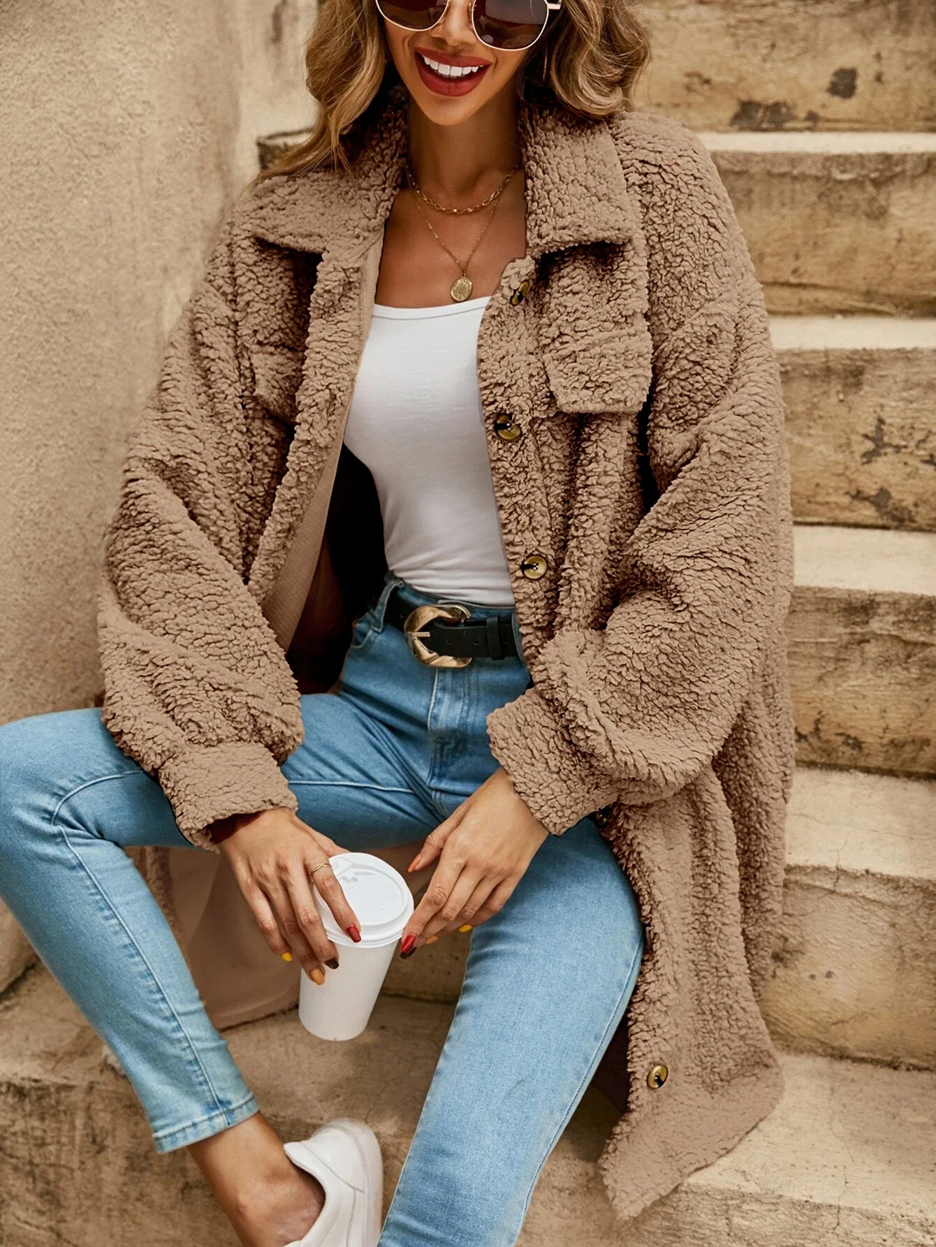 ModeGeist | Teddyjacke - bequeme lange Damenjacke