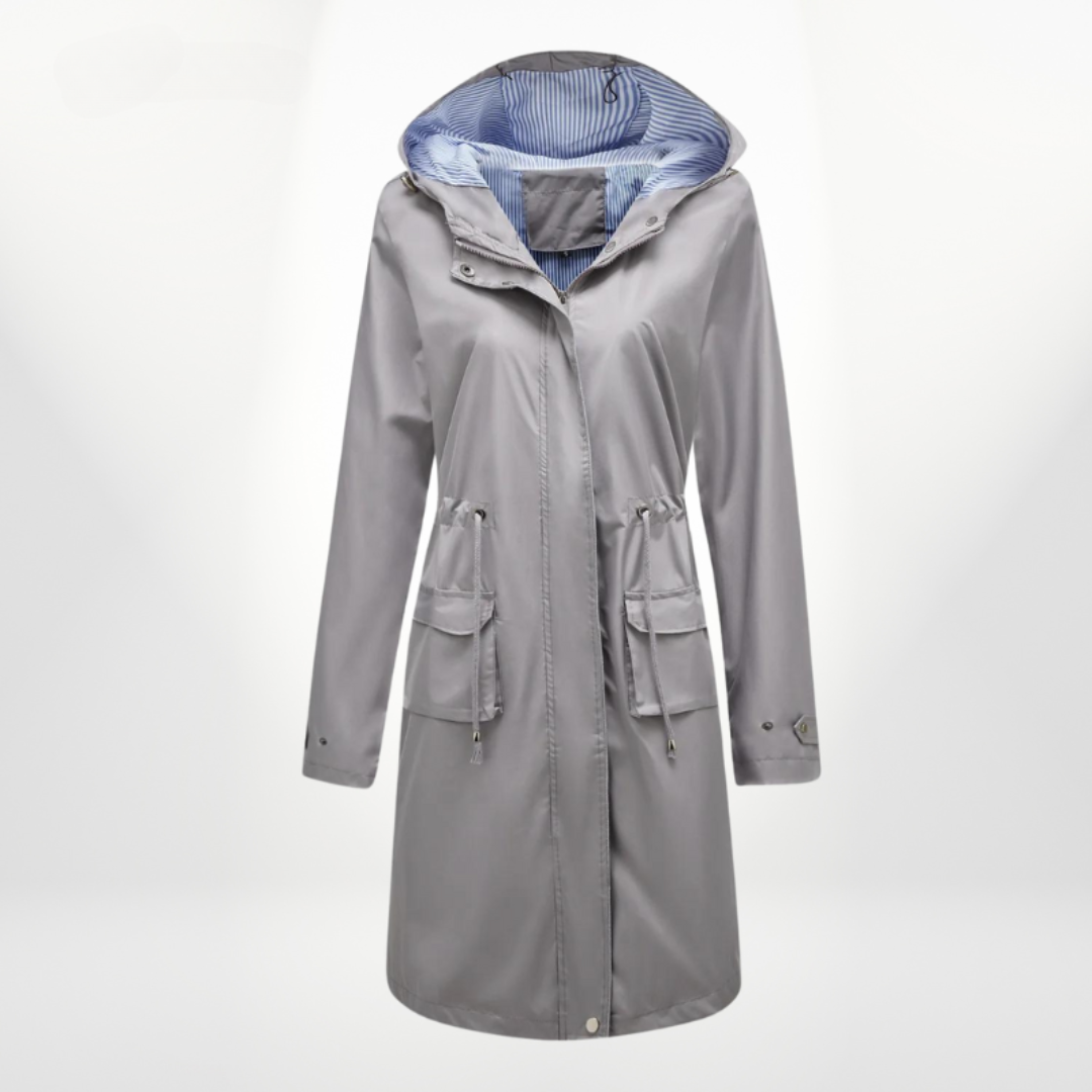 ModeGeist | Damen Trenchcoat mit Kapuze Wasserdicht