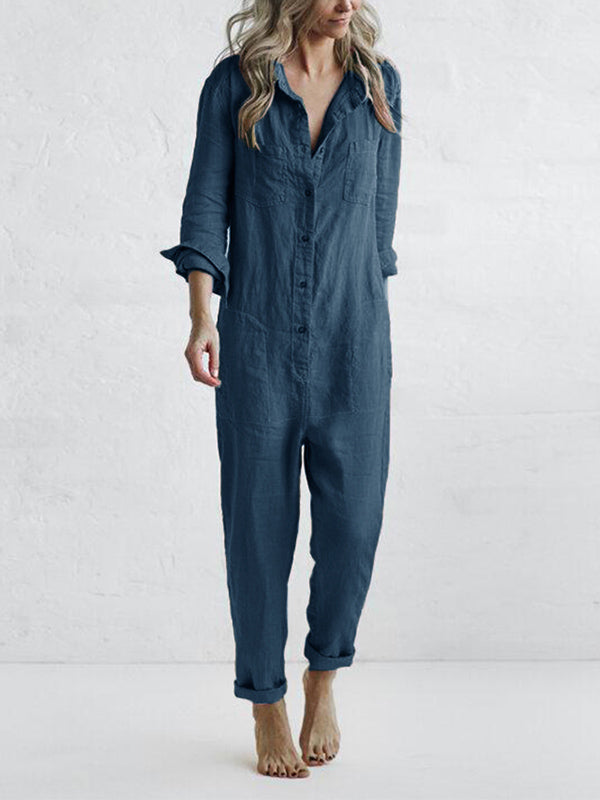 FRIDA: Langarm-Jumpsuit mit Knöpfen
