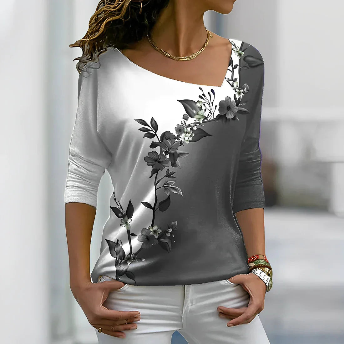 Octavia Art Shirt: Floral Contrast Colors