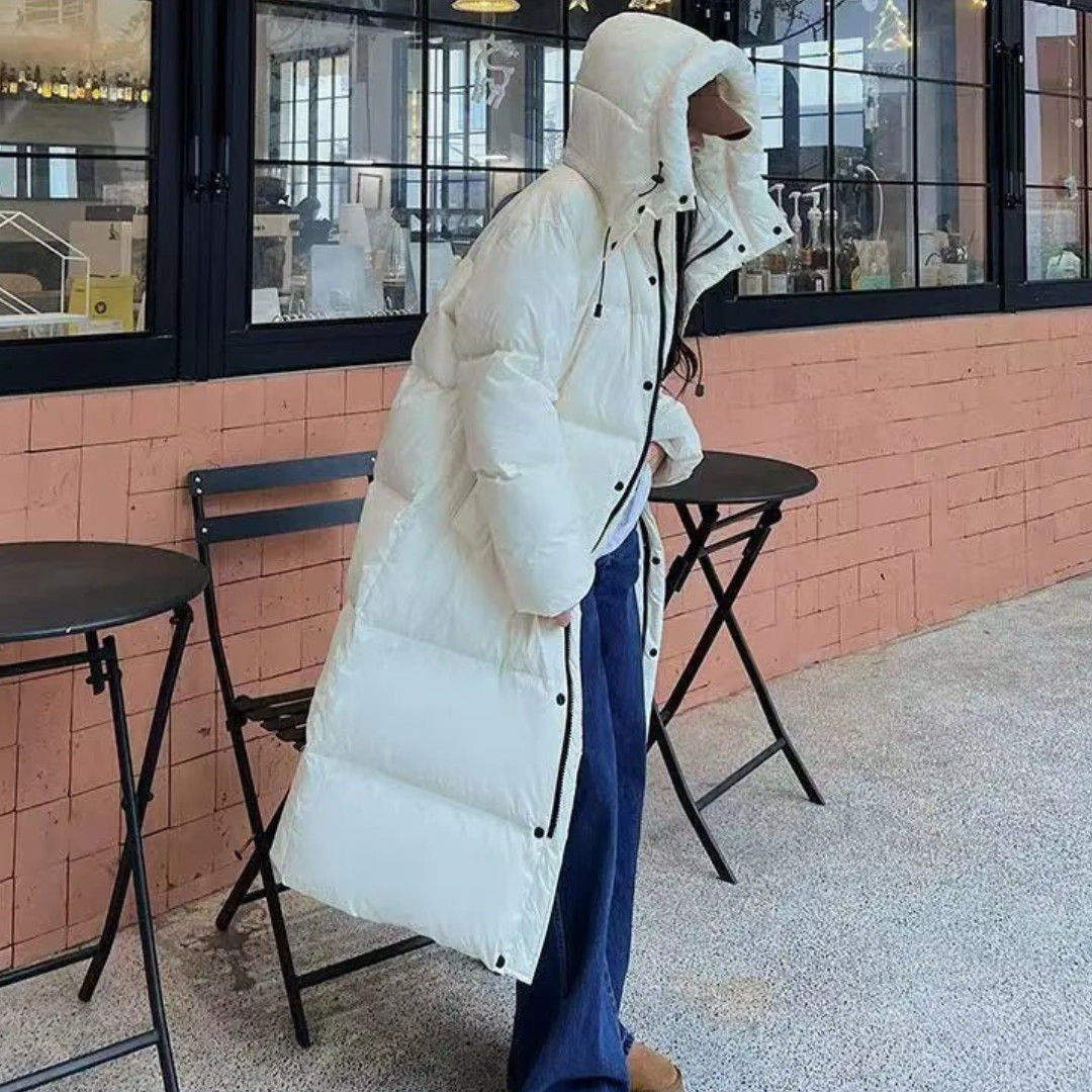 ModeGeist | Gemütlicher Winter Lange Puffer Kapuzenjacke Warm