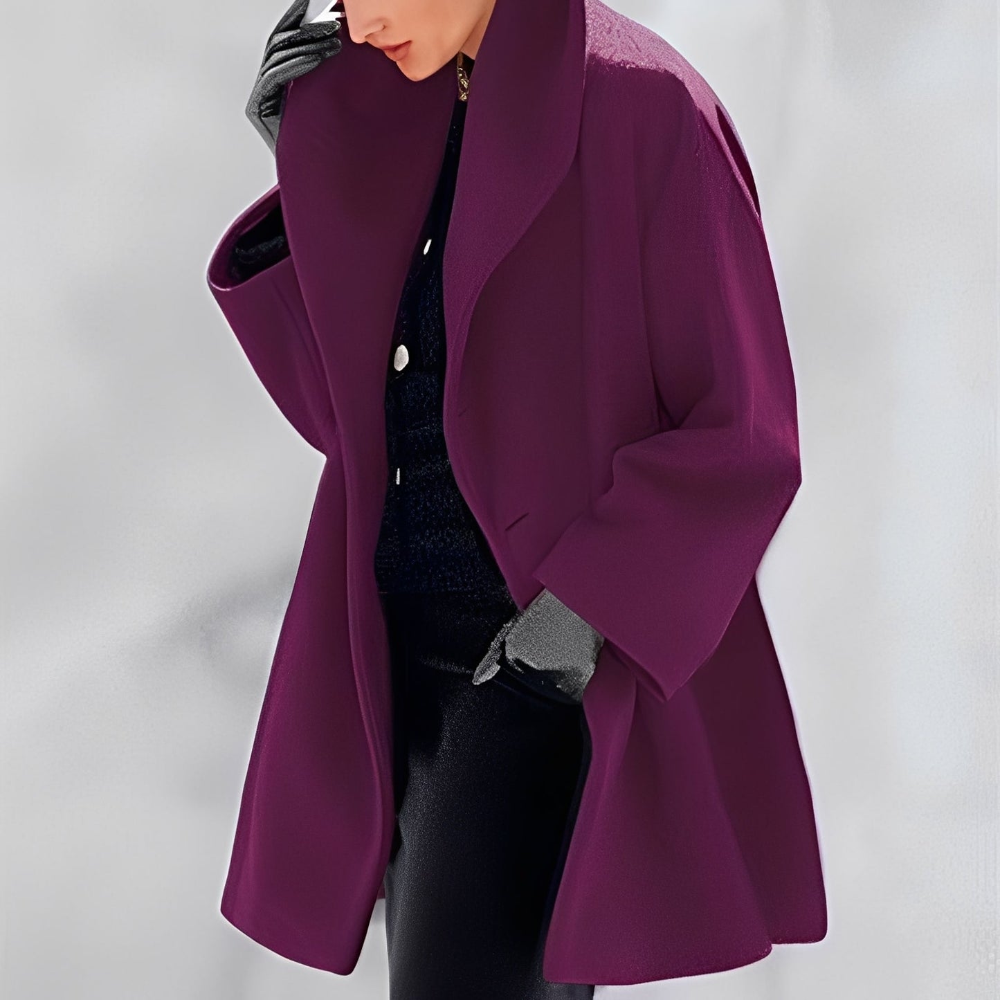 ModeGeist | Eleganter, Weit Geschnittener Wollmantel für Frauen