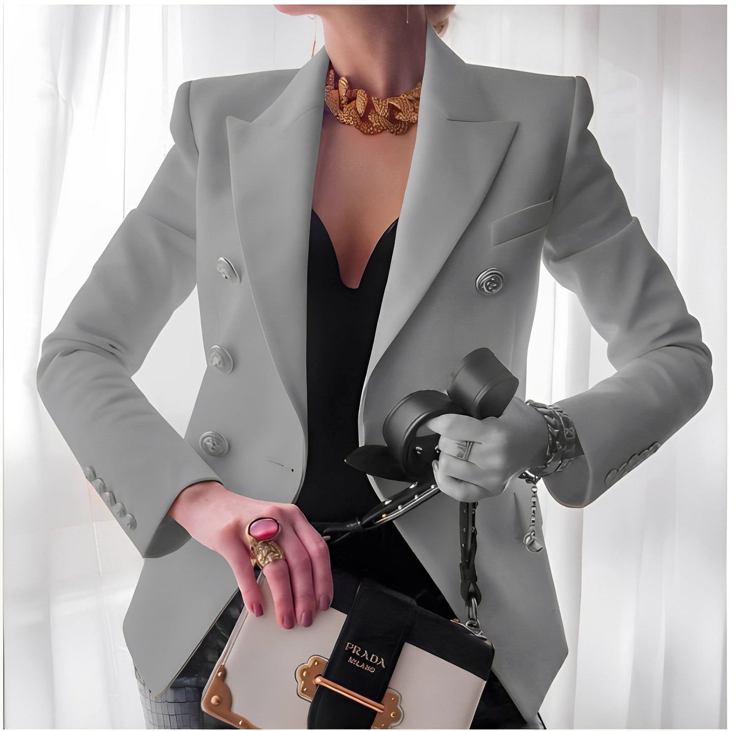 ModeGeist | Klassischer Blazer mit Knöpfen für Frauen